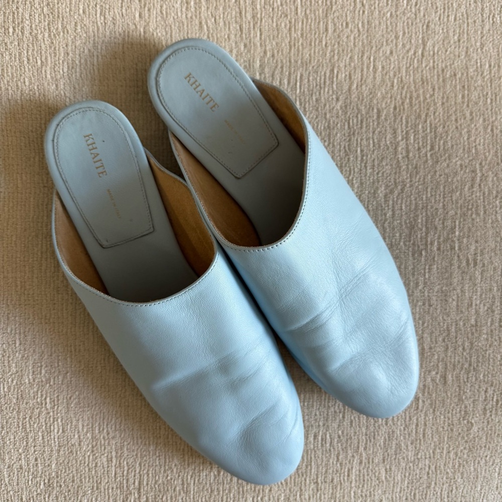Khaite Otto Leather Mules Blue Size 39.5 - Picture 2 of 6